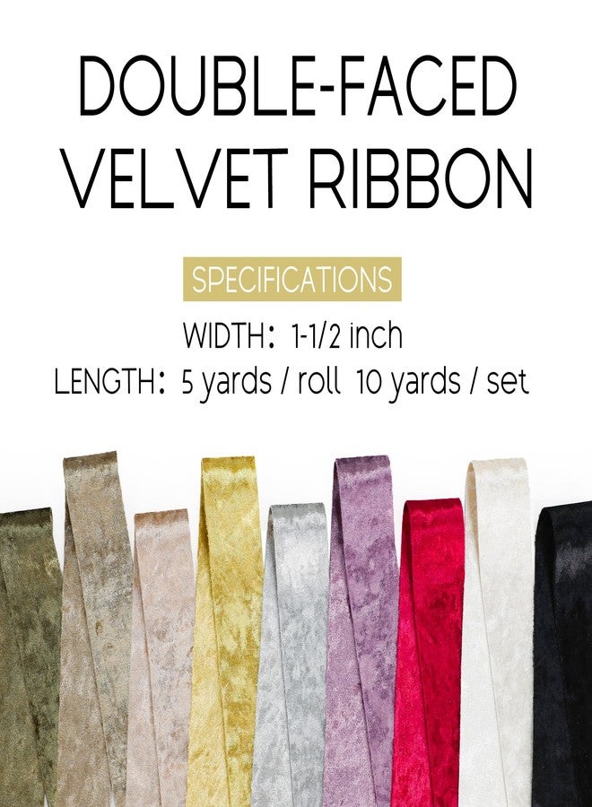 Keypan Velvet Ribbon 1-1/2 inch Wide Double-Sided Glossy Fabric Ribbons for Christmas Tree Decor Gift Wrapping Flower Bouquet DIY Crafts 10Yd (Champagne) - Image 2