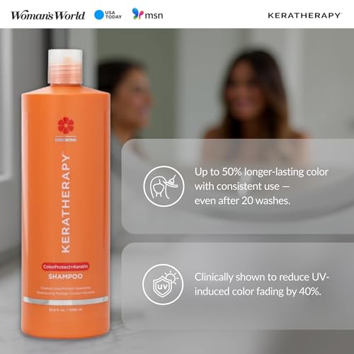 KERATHERAPY Keratin Infused Color Protect Shampoo, 33.8 fl. oz., 1000 ml - Gluten Free Color Protecting Shampoo for Color Treated Hair with Kerabond Technology, Red Raspberry Oil, Omega 3 & 6 - Image 5