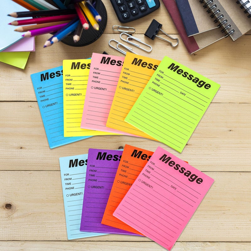INKNOTE 9 Pcs Phone Message Sticky Notes Self Adhesive Record Pad for Home Office Work Call School Supplies 5.1 X 3.94inch Assorted Neon Colors - Image 2