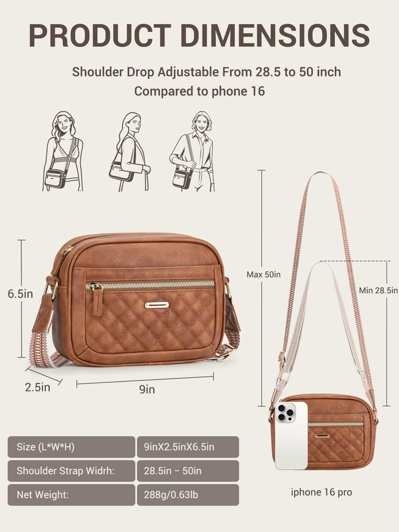 Capolo Crossbody Bags for Women Small Crossbody Purses Women's Vegan Leather Shoulder bag with Adjustable Strap Waterproof Handbags for Travel Workï¼ˆBrown - Image 3
