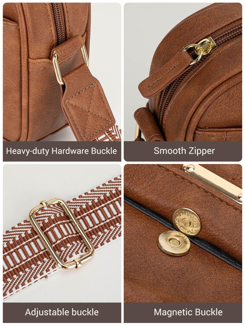 Capolo Crossbody Bags for Women Small Crossbody Purses Women's Vegan Leather Shoulder bag with Adjustable Strap Waterproof Handbags for Travel Workï¼ˆBrown - Image 5