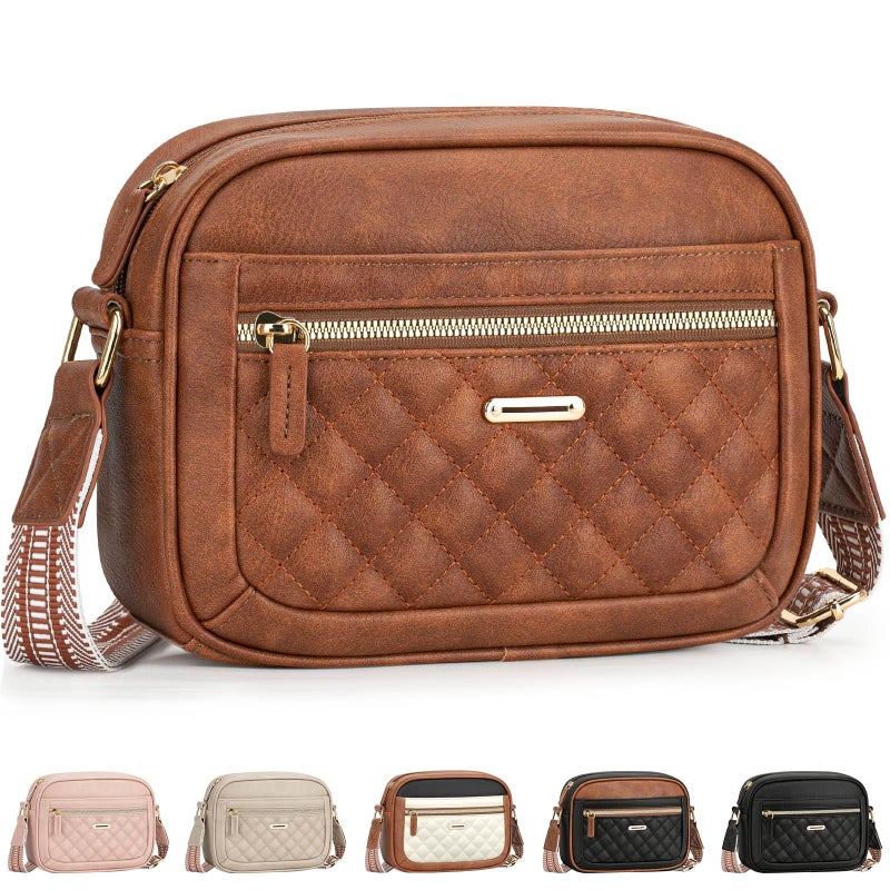 Capolo Crossbody Bags for Women Small Crossbody Purses Women's Vegan Leather Shoulder bag with Adjustable Strap Waterproof Handbags for Travel Workï¼ˆBrown - Image 1