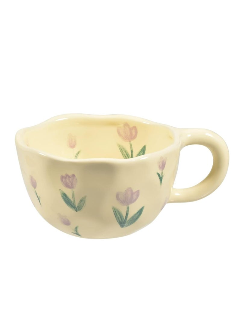 Oasisgalore Ceramic Coffee Mug – Creative Flower Design, 8.5 oz/250 ml for Latte, Tea, Milk (Purple Tulip).  - Image 1