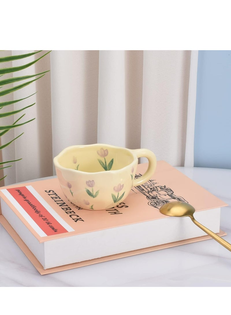 Oasisgalore Ceramic Coffee Mug – Creative Flower Design, 8.5 oz/250 ml for Latte, Tea, Milk (Purple Tulip).  - Image 3