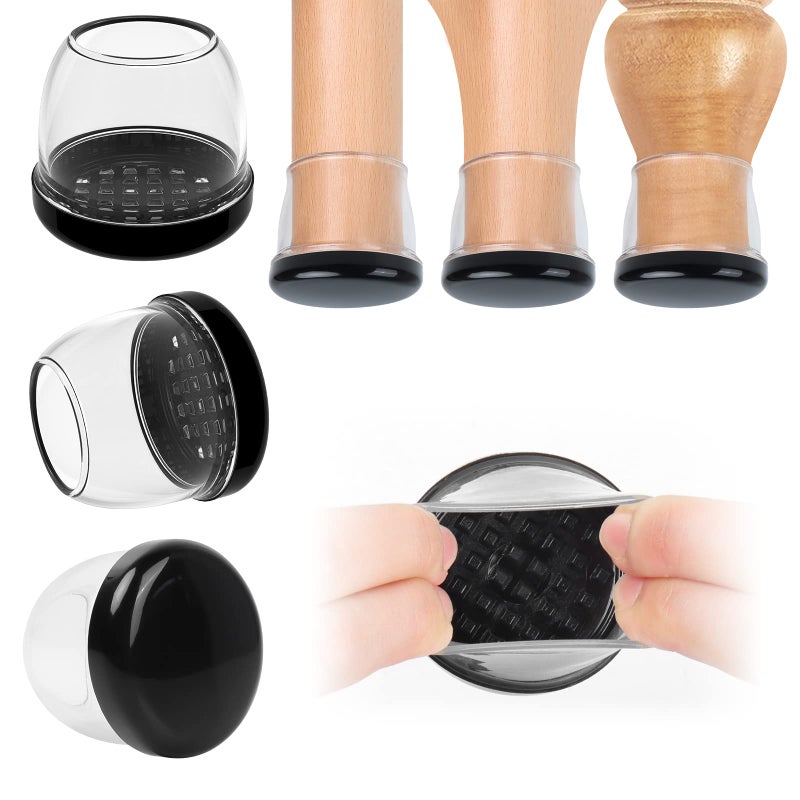 Ezprotekt 8 Pcs Large Clear Chair Leg Sliders for Carpet Round Chair Glides for Rug Teflon Furniture Pad Bar Stool Leg Protectors Caps  for Table Couch Desk Legs XL Fit 125 to 11320