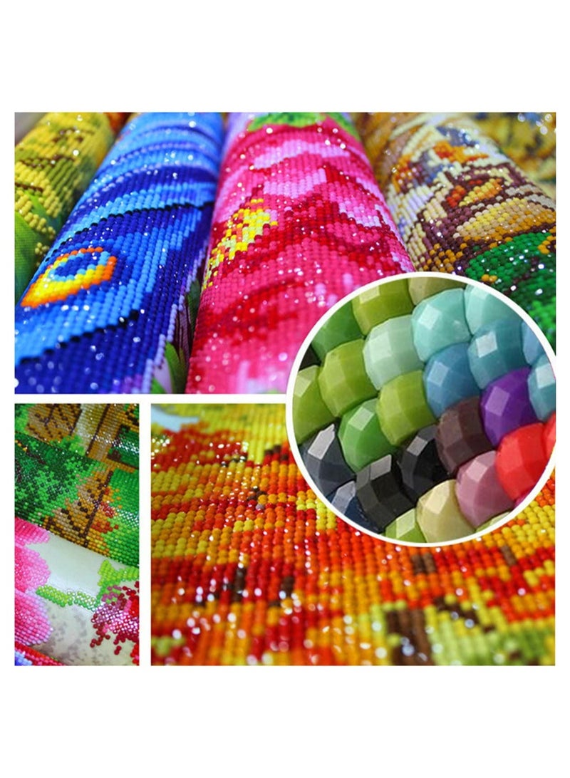 عِيشَالِي طقم لوحة رسم بالماس خماسي الأبعاد DIY للبالغين والأطفال لوحة كانفس فنية لتخفيف التوتر لتزيين حائط المنزل وصالونات الشركات ورود وردية برتقالية ووردية 30x40  سم - Image 5