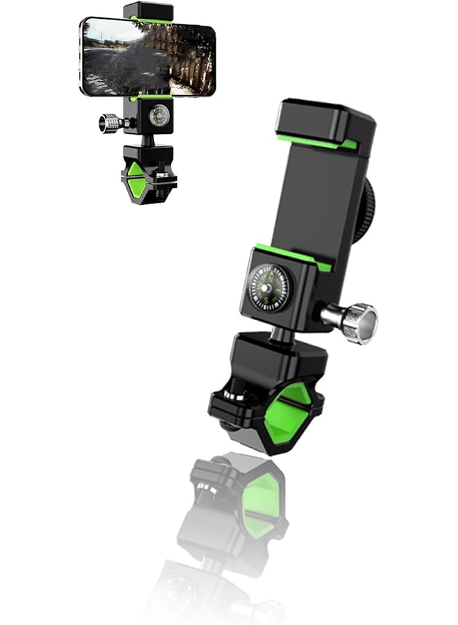 Green Tiger Secure Bike Phone Mount - Universal 360° Handlebar Cell Holder, for Cyclists & Motorcyclists, Stay Connected on Every Ride - Image 1