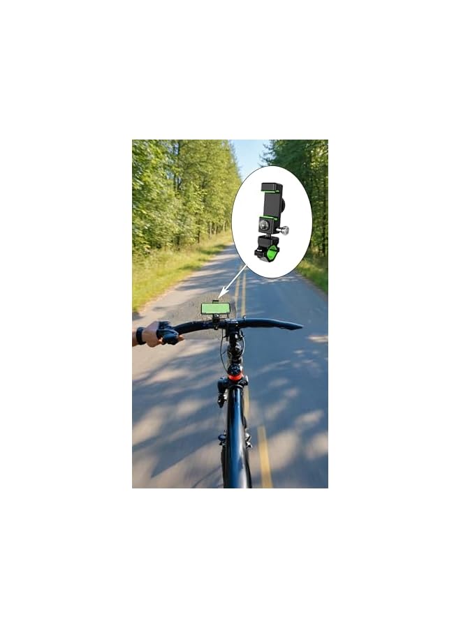 Green Tiger Secure Bike Phone Mount - Universal 360° Handlebar Cell Holder, for Cyclists & Motorcyclists, Stay Connected on Every Ride - Image 4