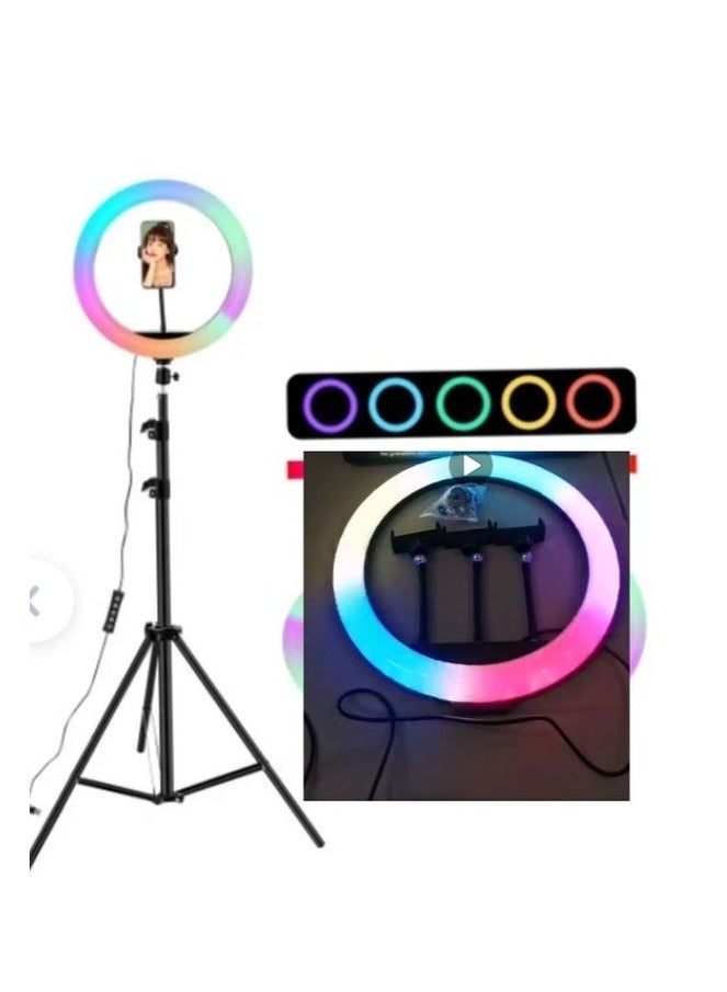هوميفا إضاءة حلقية LED RGB مقاس 22 بوصة مع حامل ثلاثي القوائم، إضاءة سيلفي حلقية كبيرة مع لوحة لمس لتصوير فيديوهات مدونات الفيديو - Image 1