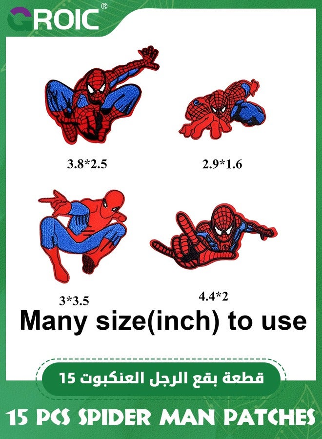 GROIC 15 Pcs Iron on Patches for Clothing, Sew on Iron on Embroidered Applique Patches Repair Patches for DIY Clothing Jeans Jackets Hats Shoes Backpacks Clothes Decoration (Spider-Man patches)  - Image 3