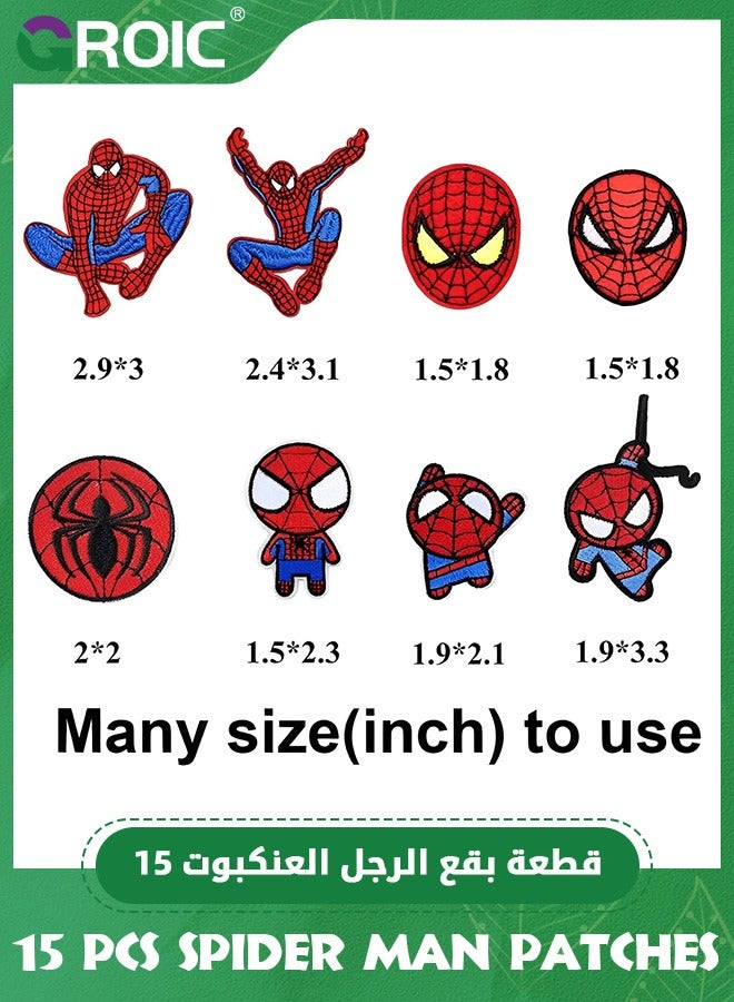 GROIC 15 Pcs Iron on Patches for Clothing, Sew on Iron on Embroidered Applique Patches Repair Patches for DIY Clothing Jeans Jackets Hats Shoes Backpacks Clothes Decoration (Spider-Man patches)  - Image 2
