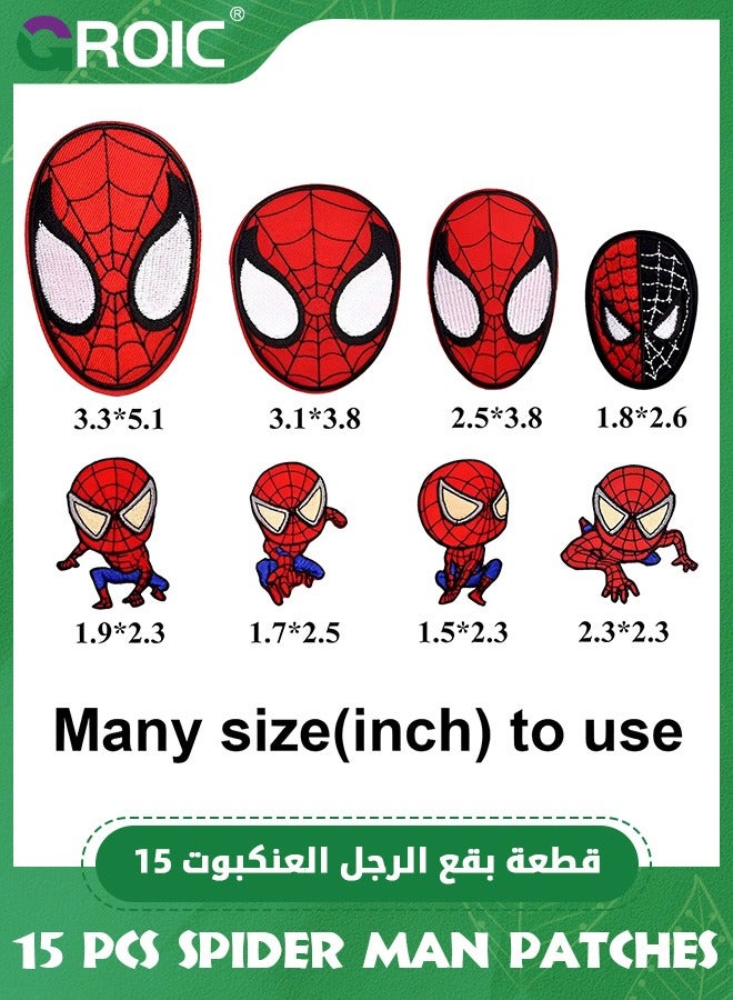 GROIC 15 Pcs Iron on Patches for Clothing, Sew on Iron on Embroidered Applique Patches Repair Patches for DIY Clothing Jeans Jackets Hats Shoes Backpacks Clothes Decoration (Spider-Man patches)  - Image 4