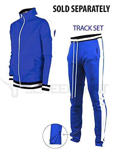 SCREENSHOT Men's Athletic Fitness Slim Fit Workout Track Pants BASIC S41700-Royal-Large - Image 5