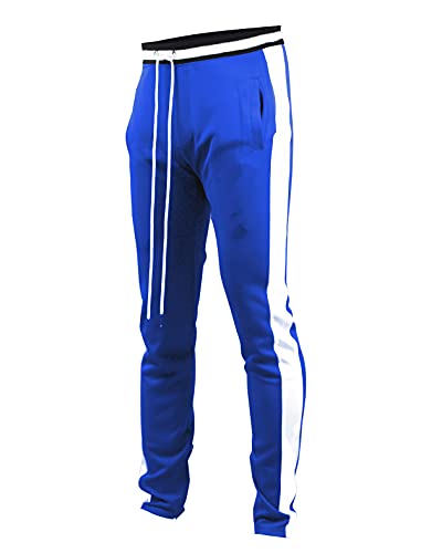 SCREENSHOT Men's Athletic Fitness Slim Fit Workout Track Pants BASIC S41700-Royal-Large - Image 1