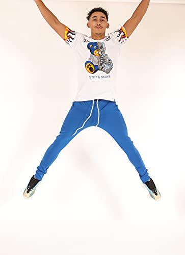 SCREENSHOT Men's Athletic Fitness Slim Fit Workout Track Pants BASIC S41700-Royal-Large - Image 4