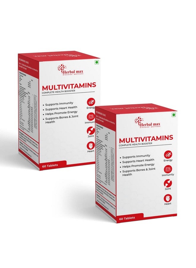Herbal max Multivitamins Tablets, 120 Tablets Pack of 2 | with Zinc, Vitamin C, Vitamin D3 and Multiminerals, Antioxidant