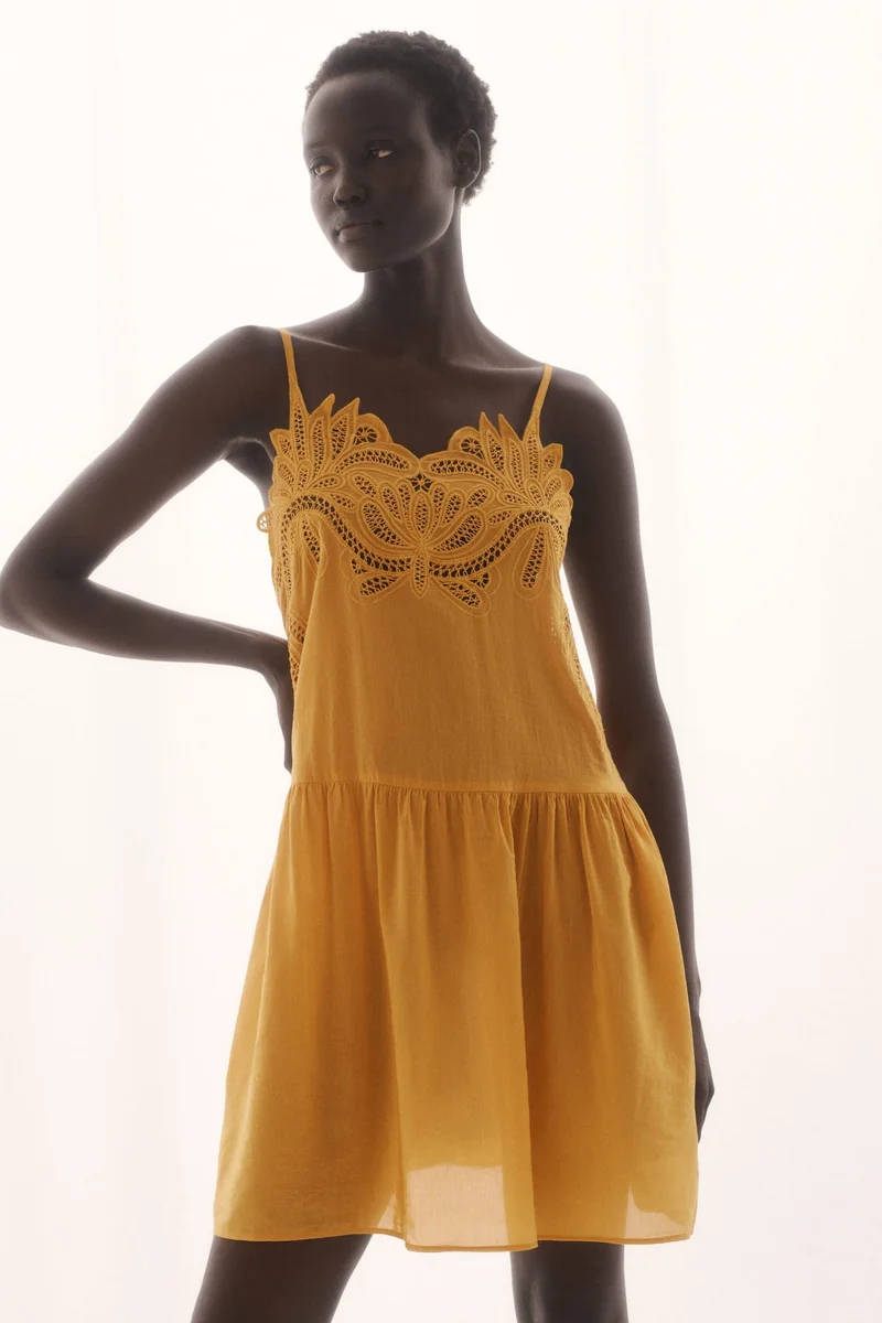 Embroidered strappy dress