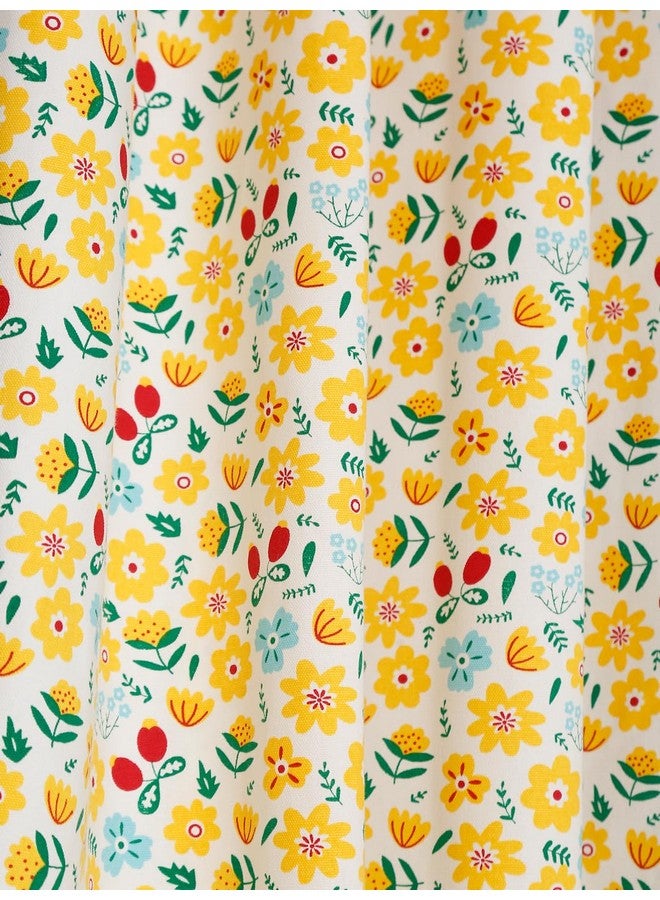 VORHANG Bohemian Cotton Curtain for Door, Boho Curtain with Eyelets and tieback- 1 Piece Curtain Pack (Door -7 feet x 4 feet, Floral-Yellow) - Image 2