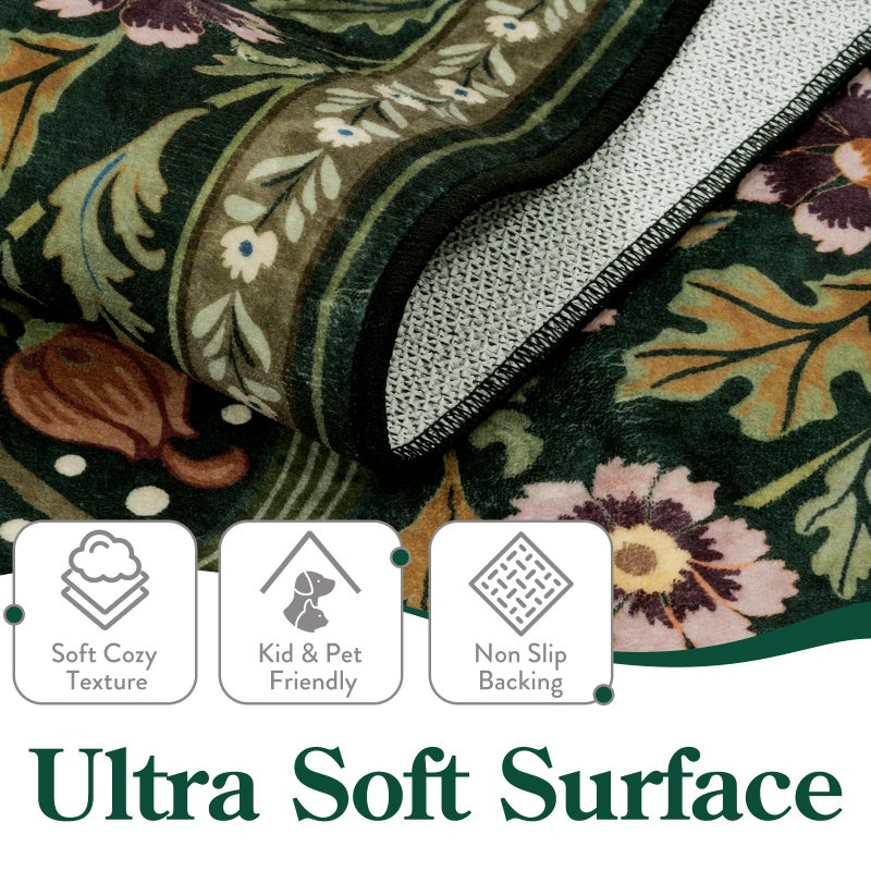 Moynesa Floral Round Rugs 6ft, Boho Green Round Living Room Area Rug, Washable Large Soft Circle Rug for Bedroom, Non Slip Ultra Thin Floor Carpet for Dining Room Guest Room, Green - Image 3