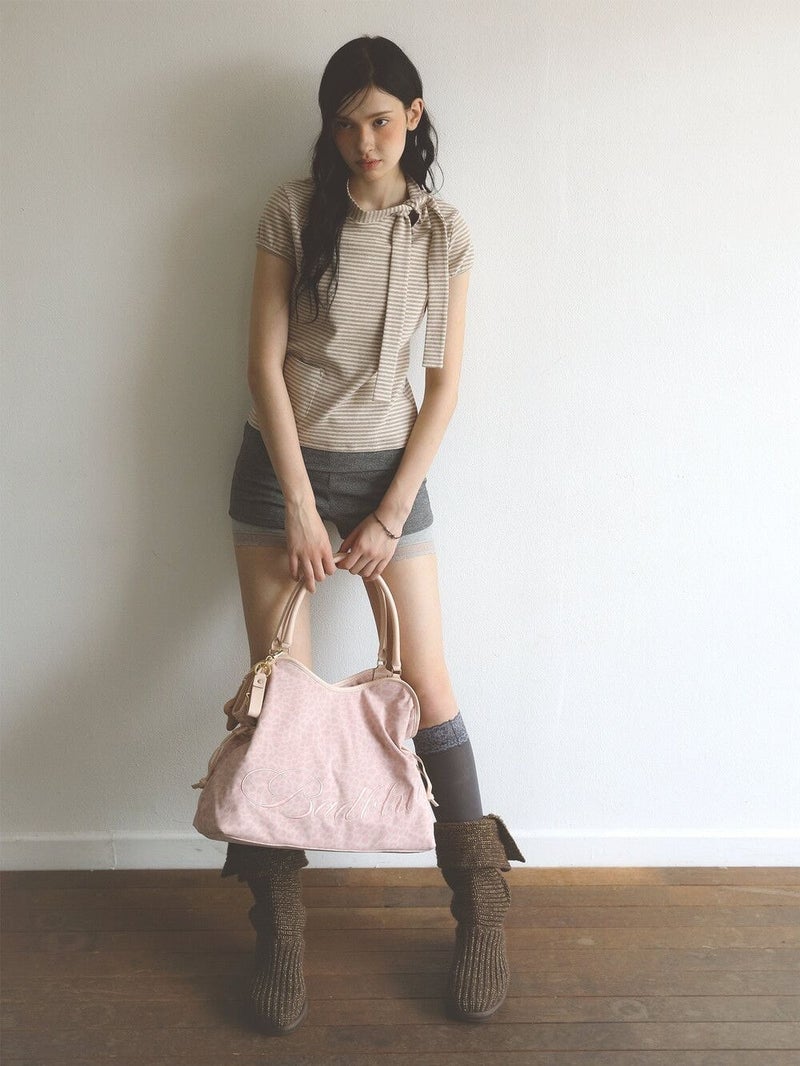 BubbleBum Bad Blue Big Washed Leopard Dimsum Bag Pink Shoulder Bag Handbag- Women Daily - Image 4