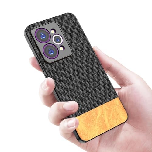 Kapa Soft Fabric & Leather Hybrid Protective Back Cover for Realme 15 Pro 5G | Shockproof Slim Hard Anti Slip Back Case (Black,Brown) - Image 5