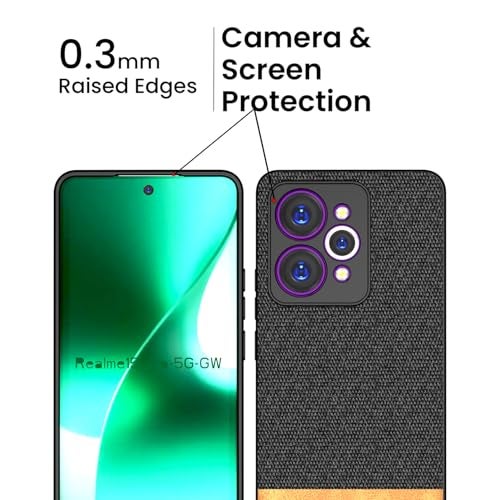 Kapa Soft Fabric & Leather Hybrid Protective Back Cover for Realme 15 Pro 5G | Shockproof Slim Hard Anti Slip Back Case (Black,Brown) - Image 3