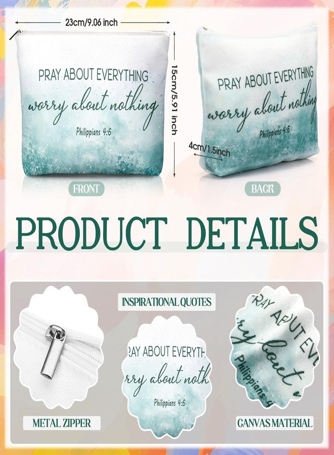 Reginary 20 Set Christian Gifts Bulk for Women Religious Canvas Makeup Bags Compact Mirrors Bible Verse Church Favors for Pastor's Wife Sunday School Teacher(Watercolor,Classic Style) - Image 2