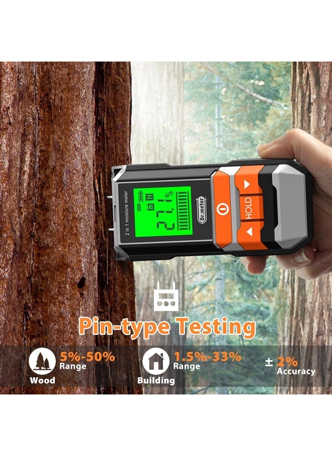 Dr.Meter Dr.Meter Wood Moisture Meter, 2 in 1 Pin & Pinless Moisture Tester, Digital Dampness Moisture Sensor Detector for Wood Firewood Drywall Paper Floor Woodworking, Water Leak Detector  - Image 2