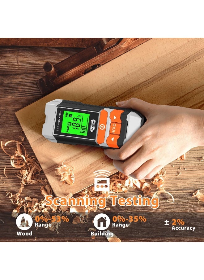 Dr.Meter Dr.Meter Wood Moisture Meter, 2 in 1 Pin & Pinless Moisture Tester, Digital Dampness Moisture Sensor Detector for Wood Firewood Drywall Paper Floor Woodworking, Water Leak Detector  - Image 3
