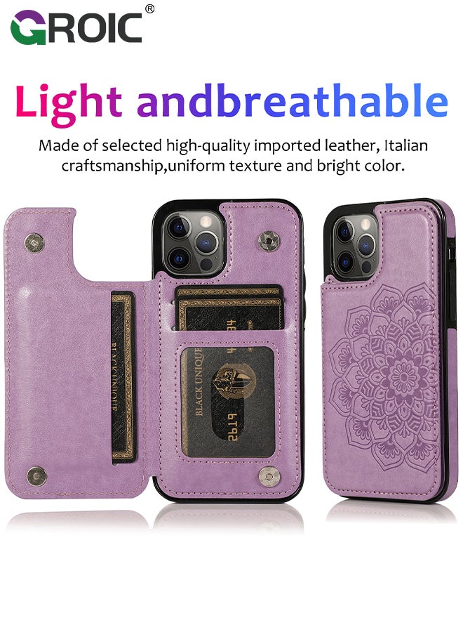 GROIC Design for iPhone 15 Pro Max 6.7 Inch Wallet Case with Card Holder, PU Leather Kickstand Card Slots Back Flip Case, Double Magnetic Clasp Shockproof Cover Stand Kickstand Flip Protective Cover  - Image 2