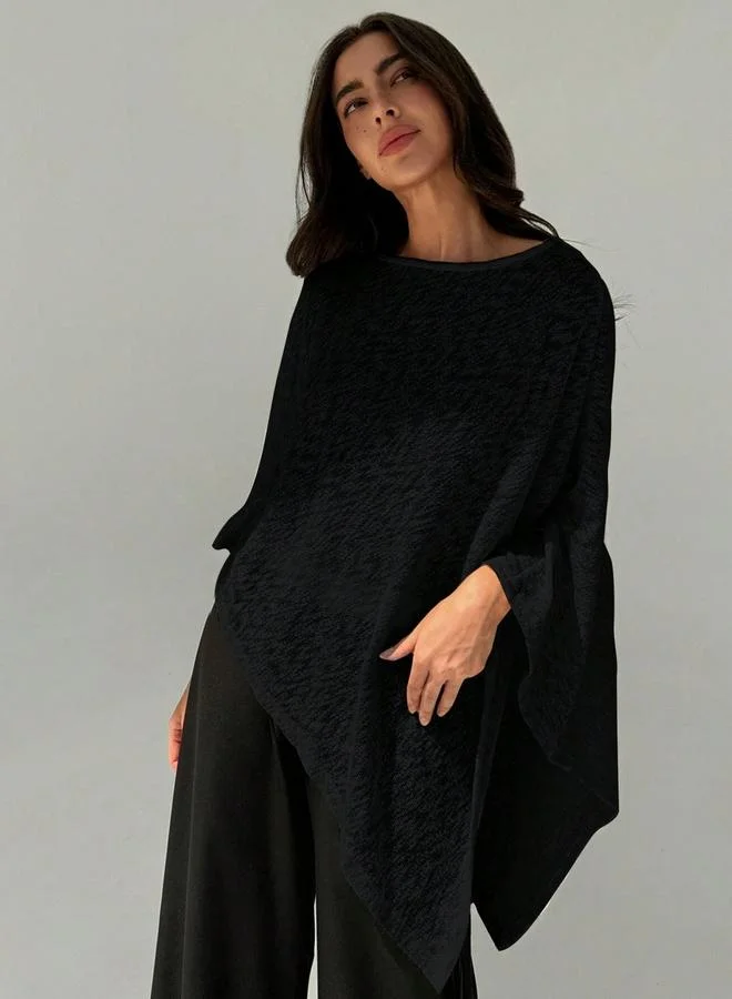 Take Two Women Solid Textured Round Neck Cape Top