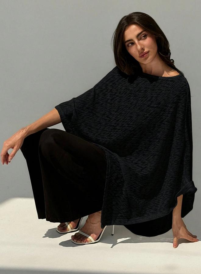 Take Two Women Solid Textured Round Neck Cape Top - Image 5
