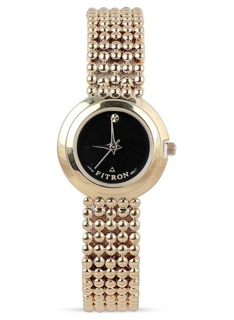 Women's Gold Wrist Watch with Black Dial