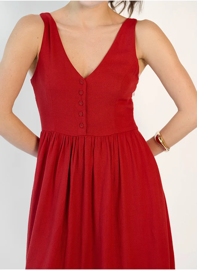 Virgio VIRGIO Linen Gathered Dress
