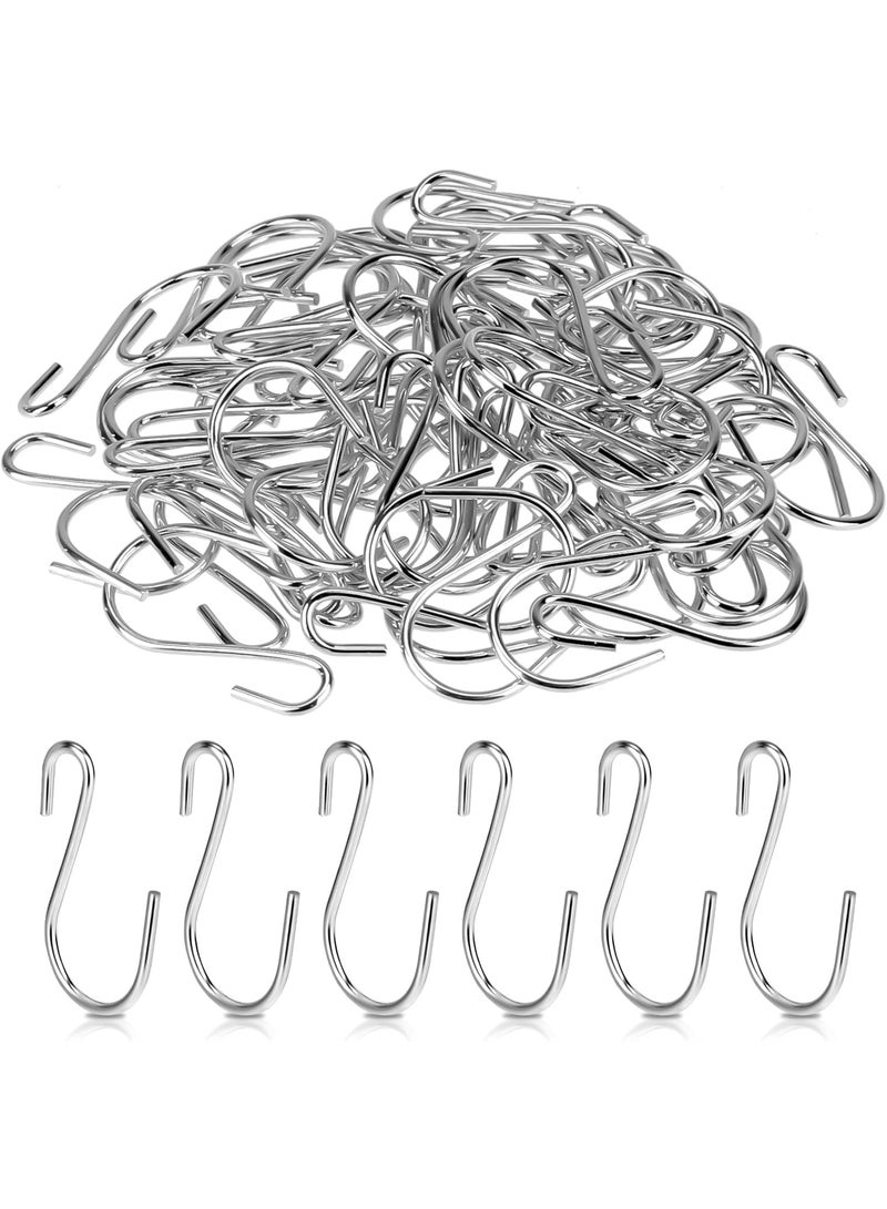 سونسر 50 قطعة من الخطافات على شكل حرف S لتعليق الخطافات المعدنية مقاس 1 بوصة خطاف صغير على شكل حرف S خطاف من الأسلاك الحديدية لتعليق المجوهرات وأدوات المطبخ الصغيرة والنباتات المزروعة في أواني، فضي - Image 1