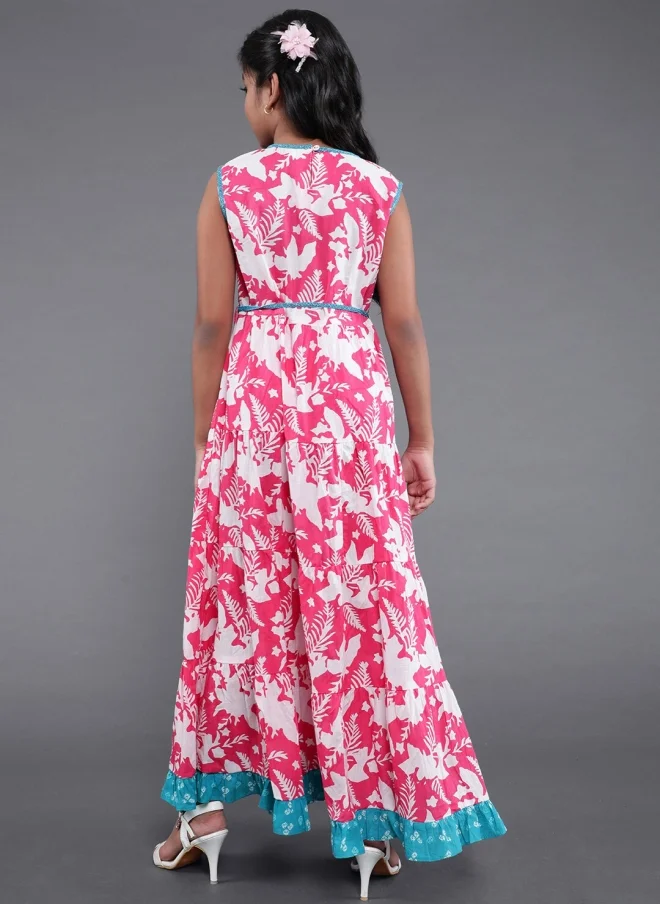 AKS Floral Printed Maxi Dress for Girls