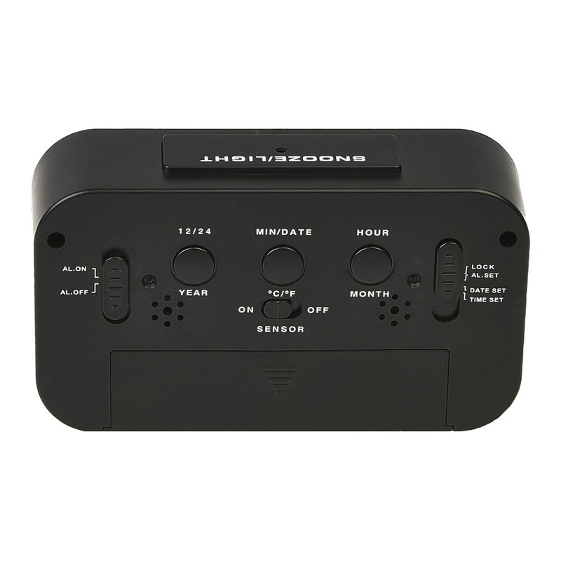 RCA Portable Alarm Clock with Auto Night Light Sensor, Adjustable Brightness, Indoor Temperature Display, Full Calendar with 12 or 24 Hour Options - Image 2
