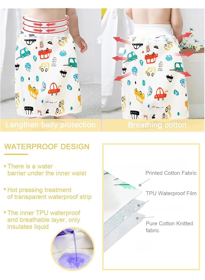 أكس سبرينج تنورة حفاضات الأطفال، قطعتان، سراويل تدريب مريحة وجيدة التهوية، غطاء حفاضات للأطفال مقاوم للماء، تنورة حفاضات قطنية قصيرة، ملابس مضادة للبلل في الفراش، تنورة حفاضات قابلة للغسل للأطفال الأولاد والبنات - Image 3