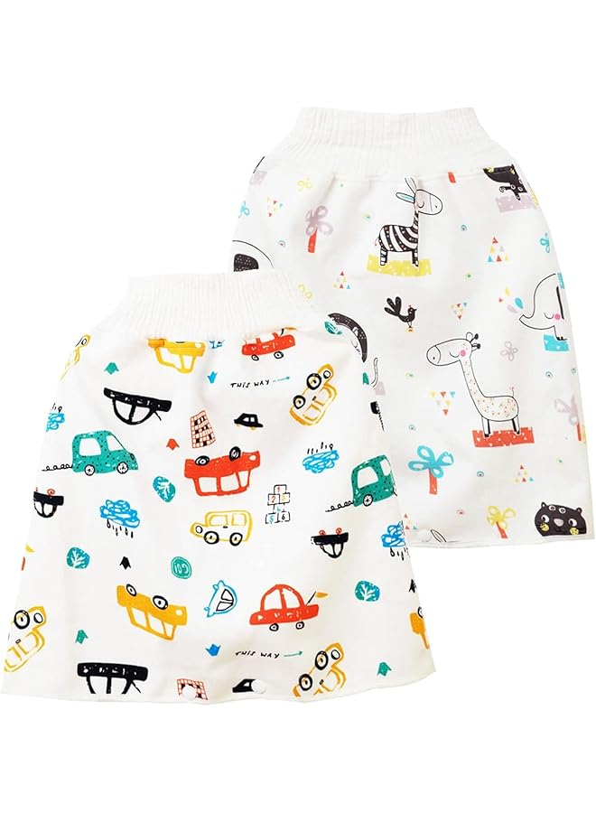 أكس سبرينج تنورة حفاضات الأطفال، قطعتان، سراويل تدريب مريحة وجيدة التهوية، غطاء حفاضات للأطفال مقاوم للماء، تنورة حفاضات قطنية قصيرة، ملابس مضادة للبلل في الفراش، تنورة حفاضات قابلة للغسل للأطفال الأولاد والبنات - Image 1