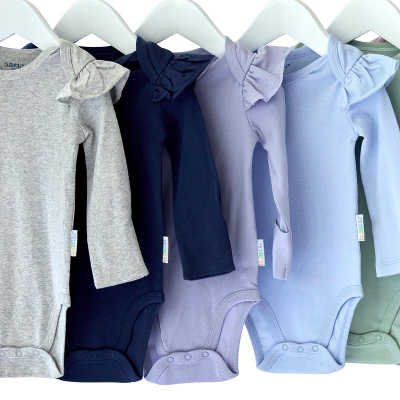 Butterblu Blake 5-Pack Long Sleeve Bodysuitsâ€‹ 100% Organic Cotton Baby Boys & Girls, Frost, 3-6 Months - Image 3