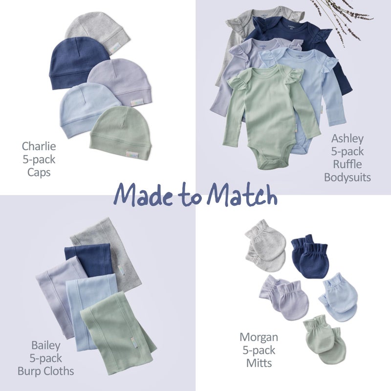 Butterblu Blake 5-Pack Long Sleeve Bodysuitsâ€‹ 100% Organic Cotton Baby Boys & Girls, Frost, 3-6 Months - Image 4