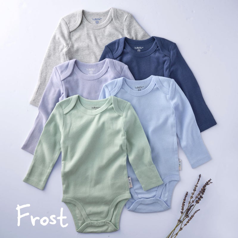 Butterblu Blake 5-Pack Long Sleeve Bodysuitsâ€‹ 100% Organic Cotton Baby Boys & Girls, Frost, 3-6 Months - Image 2