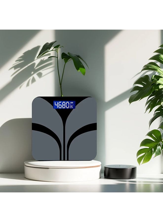 Black Bathroom Scale With LED Display For Weight And Temperature - Image 1