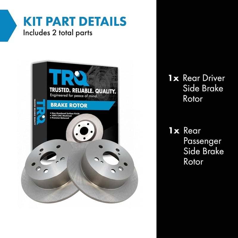 TRQ Rear Brake Rotor Set Solid Compatible with 2013-2018 Lexus ES300h ES350 2013-2018 Toyota Avalon 2012-2017 Camry - Image 2
