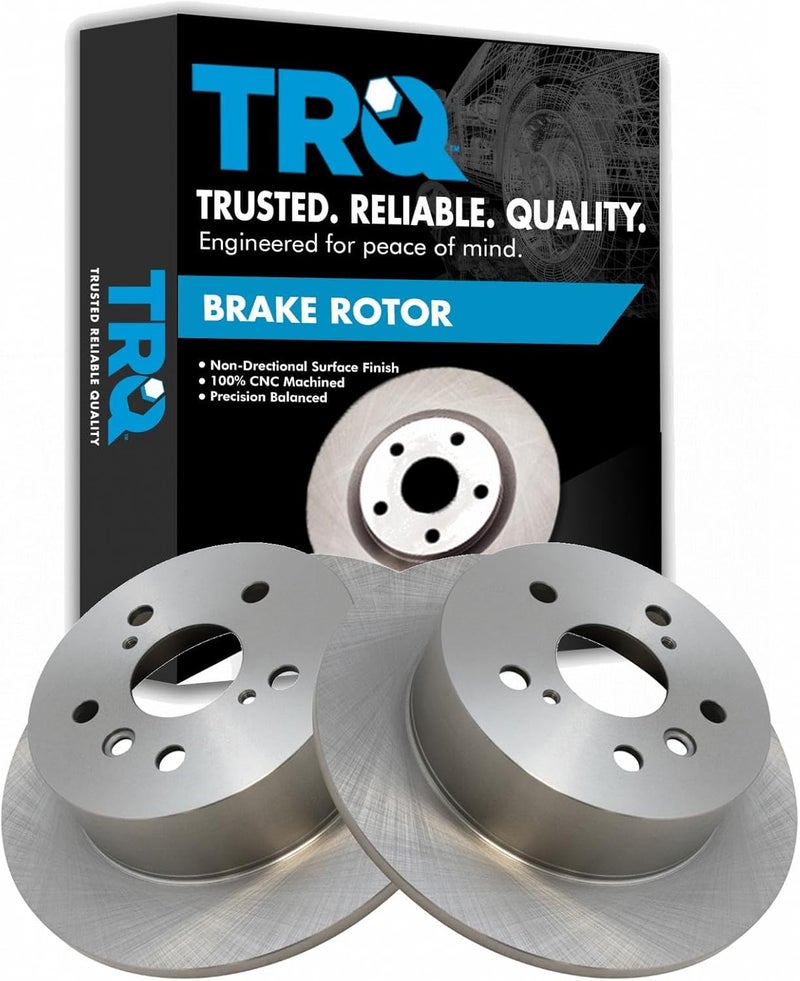 TRQ Rear Brake Rotor Set Solid Compatible with 2013-2018 Lexus ES300h ES350 2013-2018 Toyota Avalon 2012-2017 Camry - Image 1