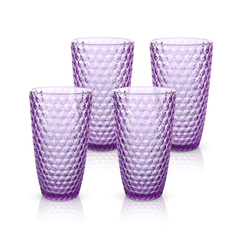 BELLAFORTE Shatterproof Tritan Plastic Tall Tumbler 19oz Drinking Glasses Set of 4  Laguna Beach Unbreakable Outdoor Drinkware for Party Poolside Indoor Use  Dishwasher Safe BPA Free  Purple