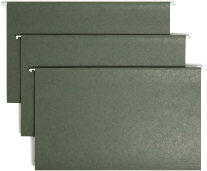 Smead TUFF Hanging File Folder with Easy Slide Tab, Legal Size, Standard Green, 20 Pack - Image 1