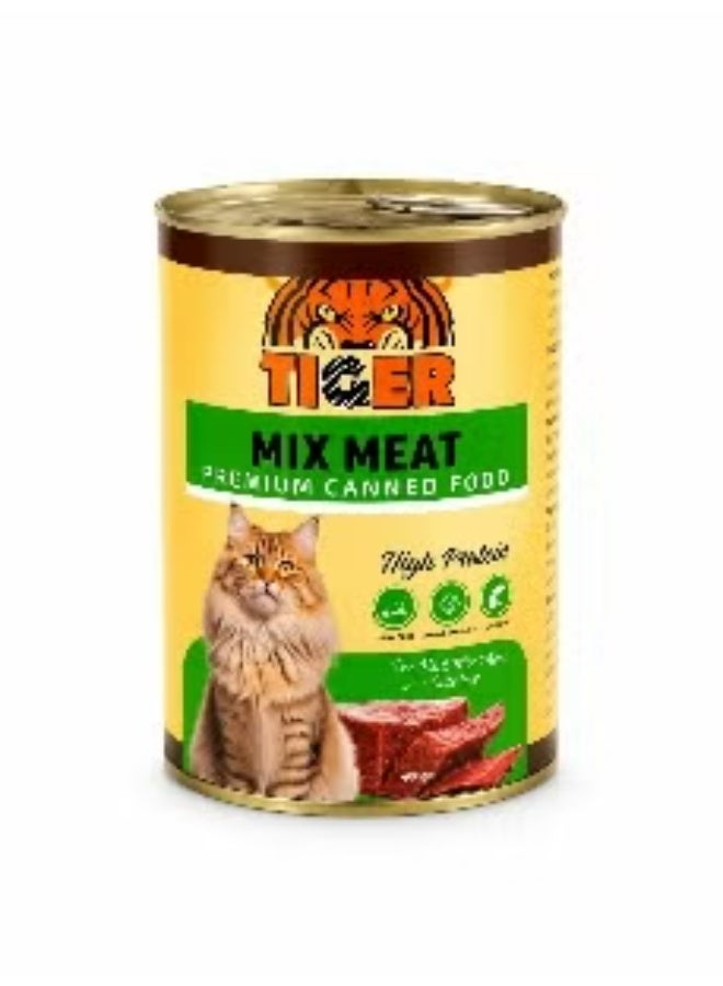 Wet Food Tiger cat can food Mix meat 400 gm Pack of 6
