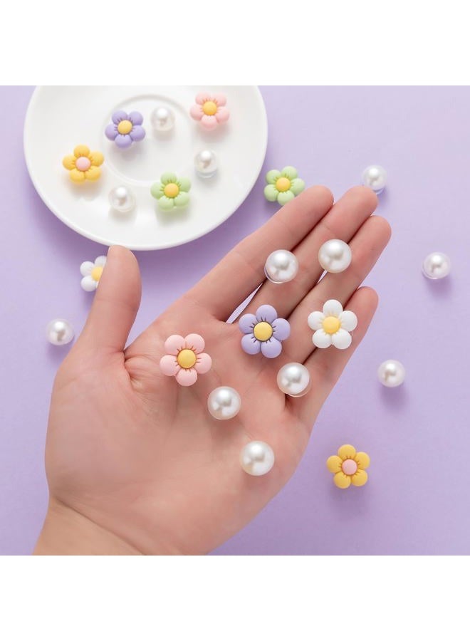 NEVEGE Flower Shoe Charms 22Pcs Shoe Charms Flower Crystal Rhinestone Pearl Flower Shoe Decoration Cute Shoe Charms for Girls Women - Image 3