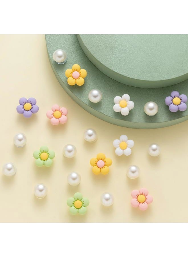 NEVEGE Flower Shoe Charms 22Pcs Shoe Charms Flower Crystal Rhinestone Pearl Flower Shoe Decoration Cute Shoe Charms for Girls Women - Image 5